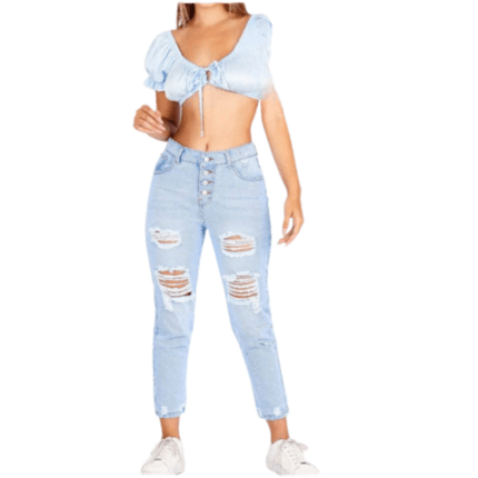 PANTALON BOYFRIEND BOTONERO RASGADO